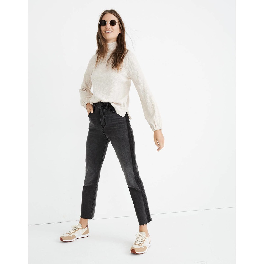 Madewell Straight Leg Jeans in Washed Black/Grey